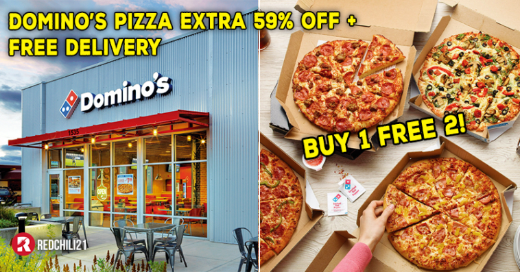 Domino S Pizza Extra 59 Off Pizza Deal Free Delivery Buy 1 Free 2 3 Regular Pizzas For Rm39 Only Redchili21 My