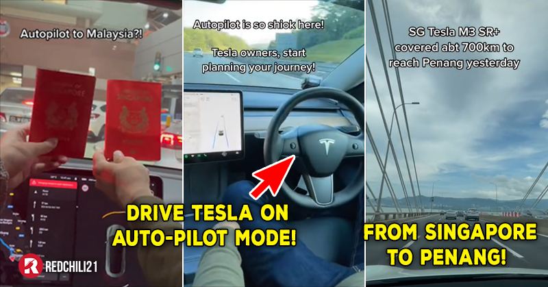 SG Couple Drive Tesla On Auto-Pilot Mode From SG - Penang! 